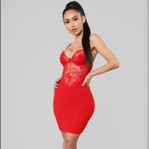 Red Lace Mini Dress Fashion Nova